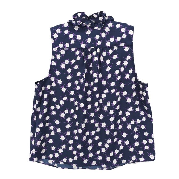 J.CREW Ruffleneck Sleeveless Popover Top Scattered Peony Floral Print Size LARGE - Picture 4 of 7